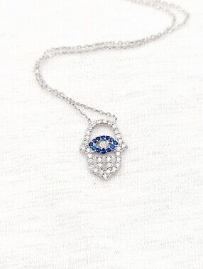 Crystal HAMSA Necklace (Evil Eye)
